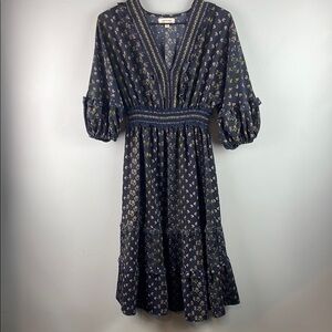 Max Studio Floral Flutter Navy Dress Size XS